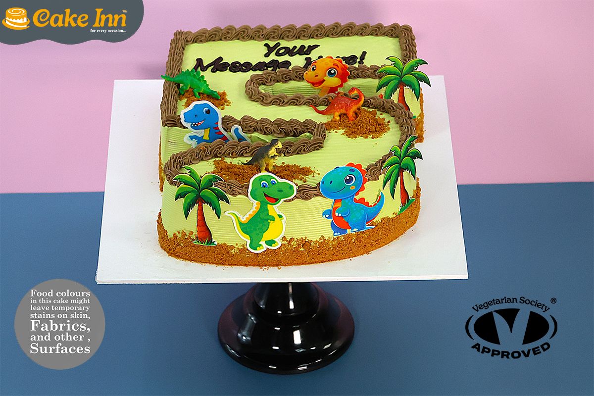 Dinosaur Number Cake
