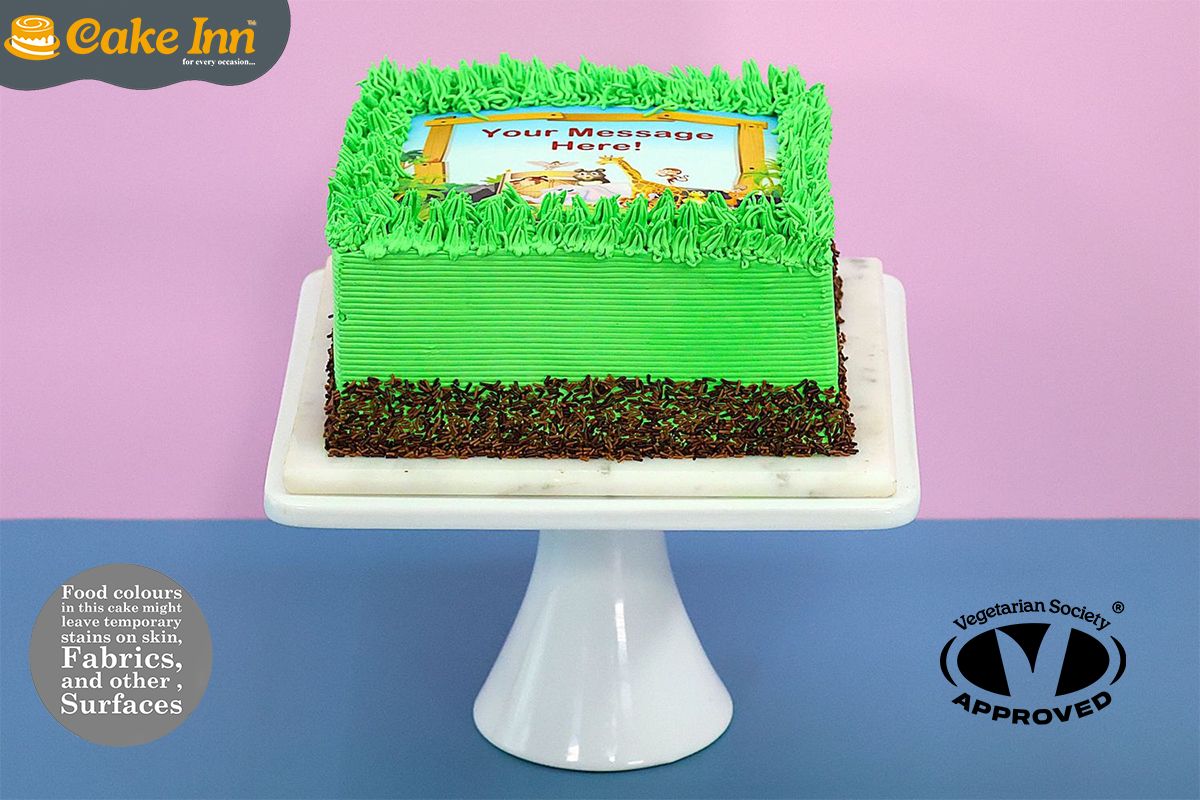 Full Green Safari Theme Birthday Cake