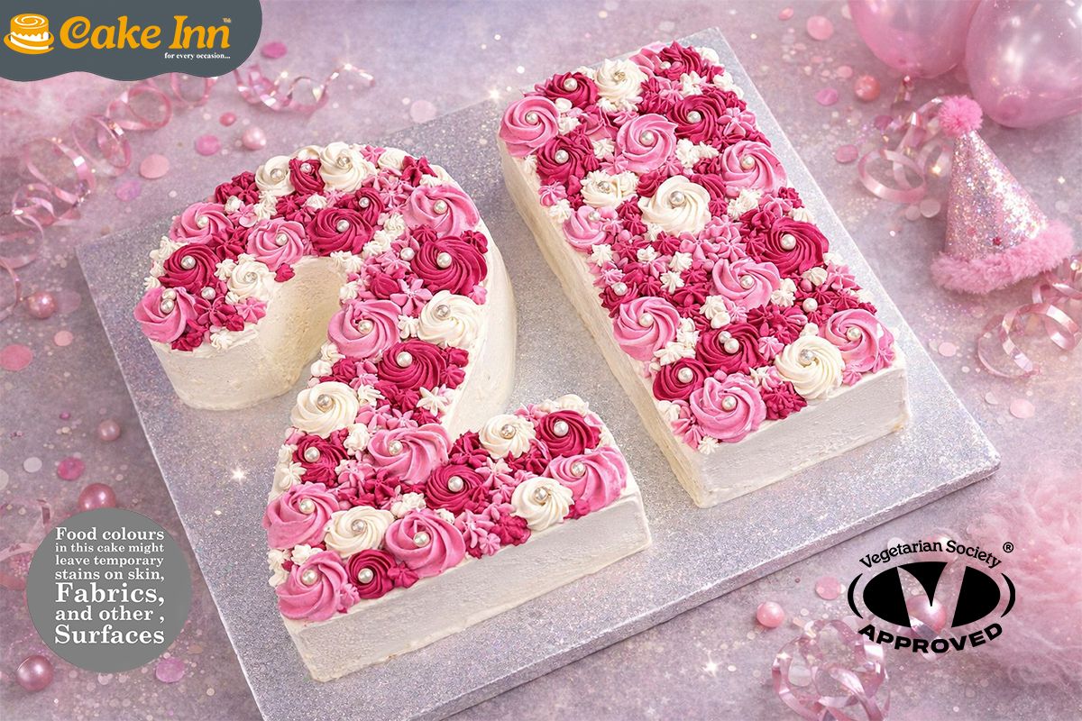 Pink Flowers Number Cake