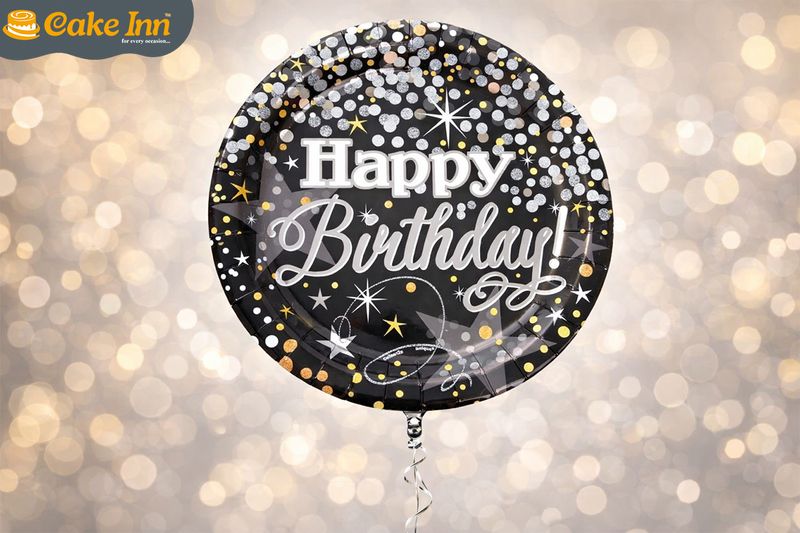 Silver & Black  H/P 18"Foil Balloon Including Helium & Weight