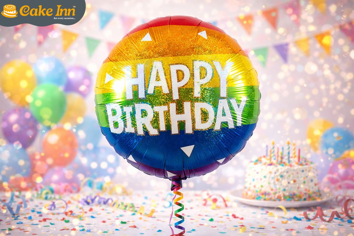 Rainbow Happy Birthday  18"Foil Balloon Including Helium & Weight