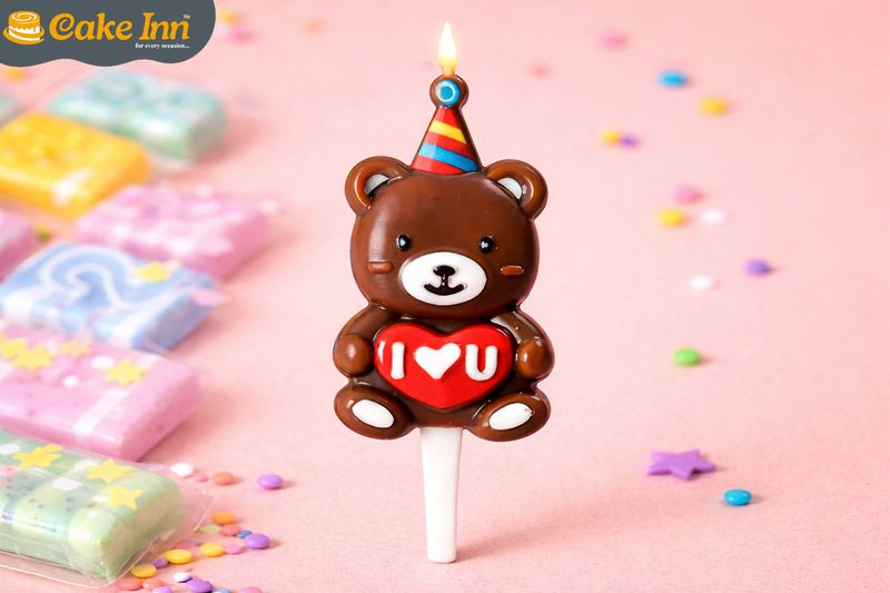 Brown Cute Little Teddy Bear Candle
