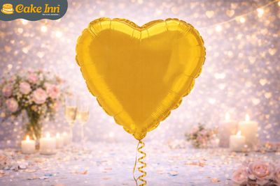 Gold Heart 18"Foil Balloon Including Helium & Weight