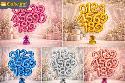 Customisable Colour Theme 34" Large Number Foil Balloon Include Helium & Weight