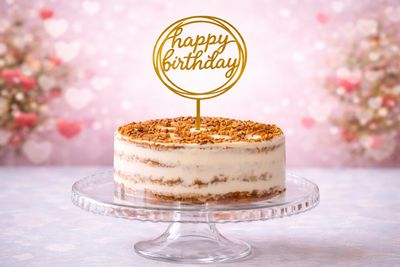Happy Birthday Cake Topper Gold Acrylic