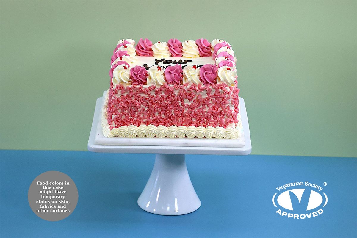 Pink With Strawberry Curls On Side Birthday Cake