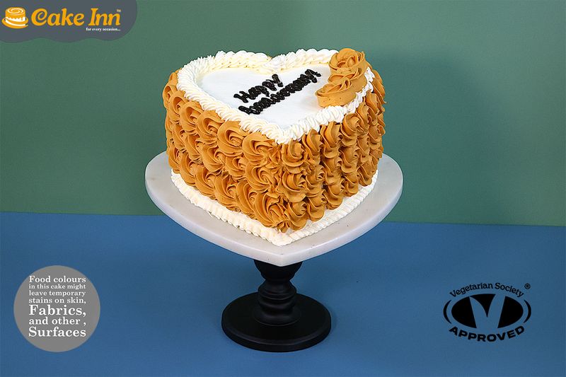 Customisable Colour Theme Anniversary Heart Cake