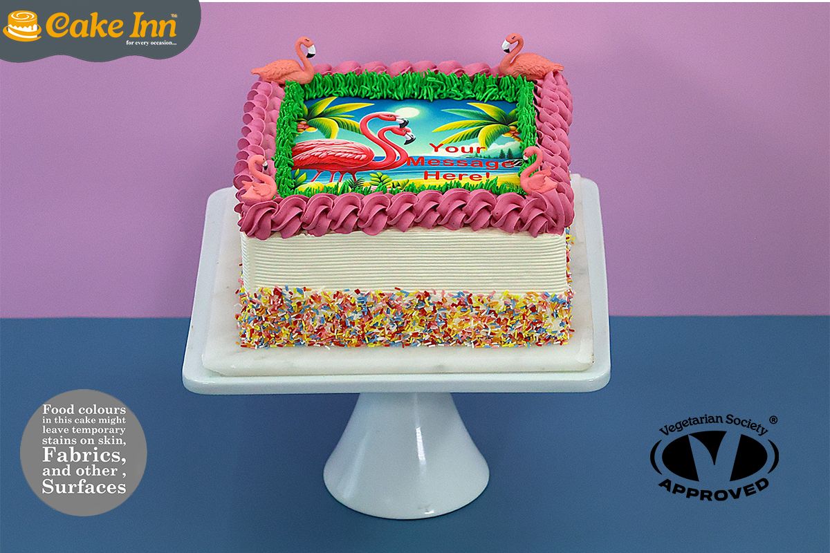 Flamingo Theme Customisable Colour Cake