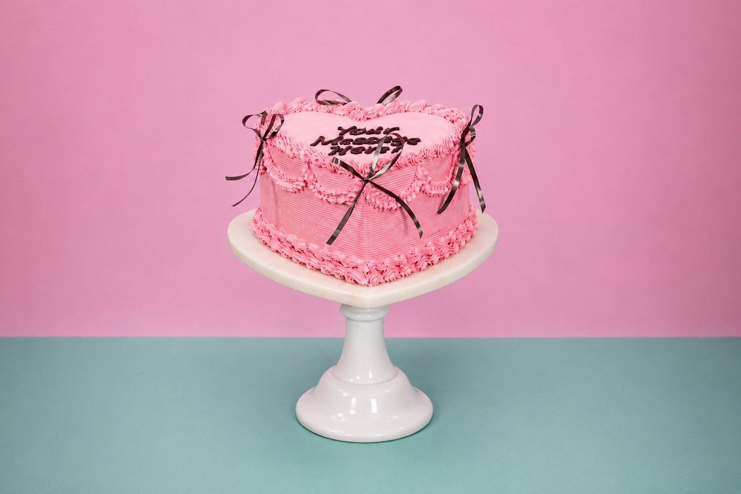 Vintage Heart Bow Cake