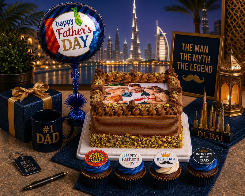 Dubai Chocolate Personalised Photo Cake bundle