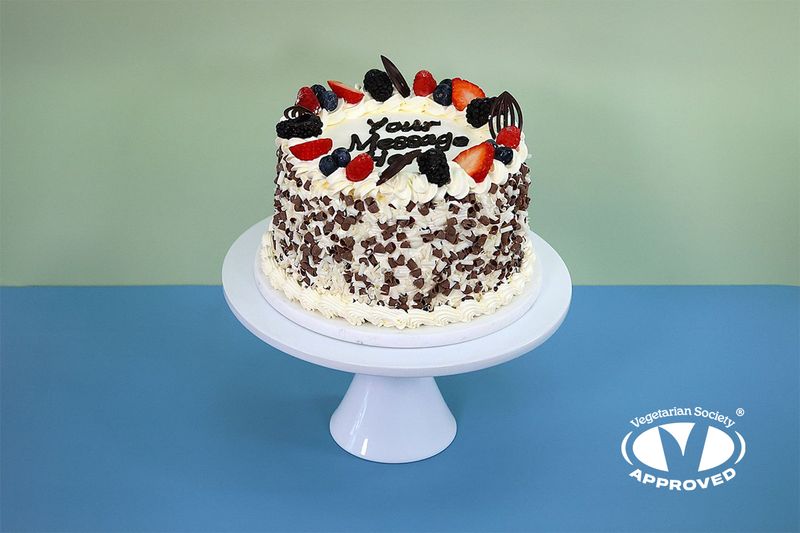 Full Berries With Chocolate Curls On Side Birthday Cake