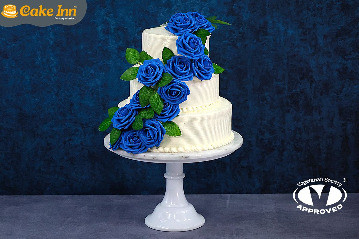 Customisable Flowers Colour Theme 3-Tier Wedding Cake