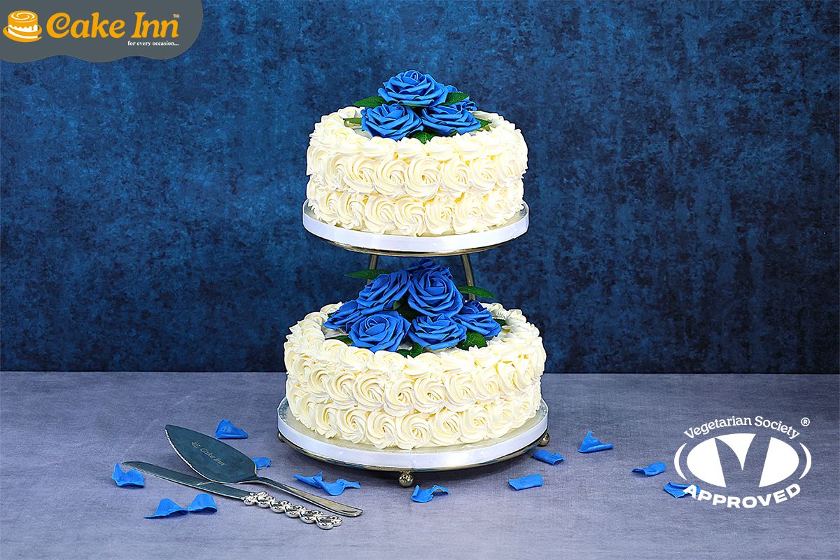 Customisable Flowers Theme 2-Tier Wedding Cake