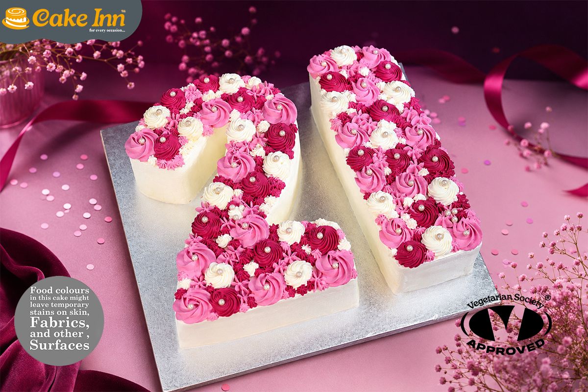 Pink Flowers Number Cake
