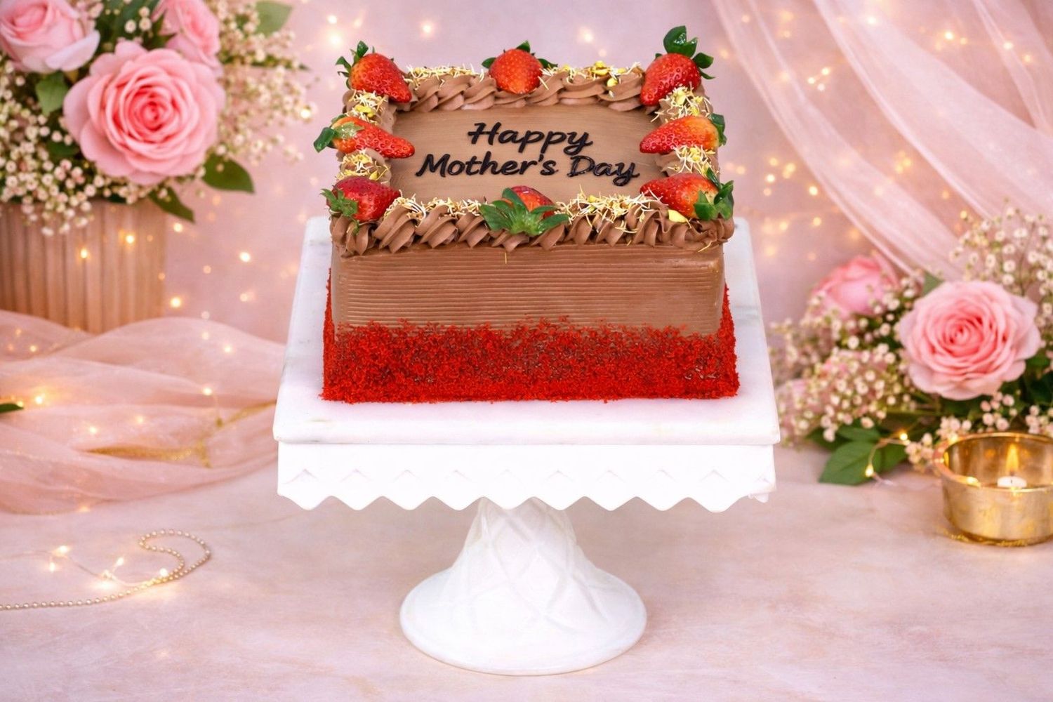 Dubai Kunafa Chocolate Red Velvet Mother's Day Cake Dubai Kunafa Chocolate Red Velvet Mother's Day Cake