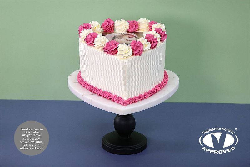 Colour Theme Heart Photo Cake