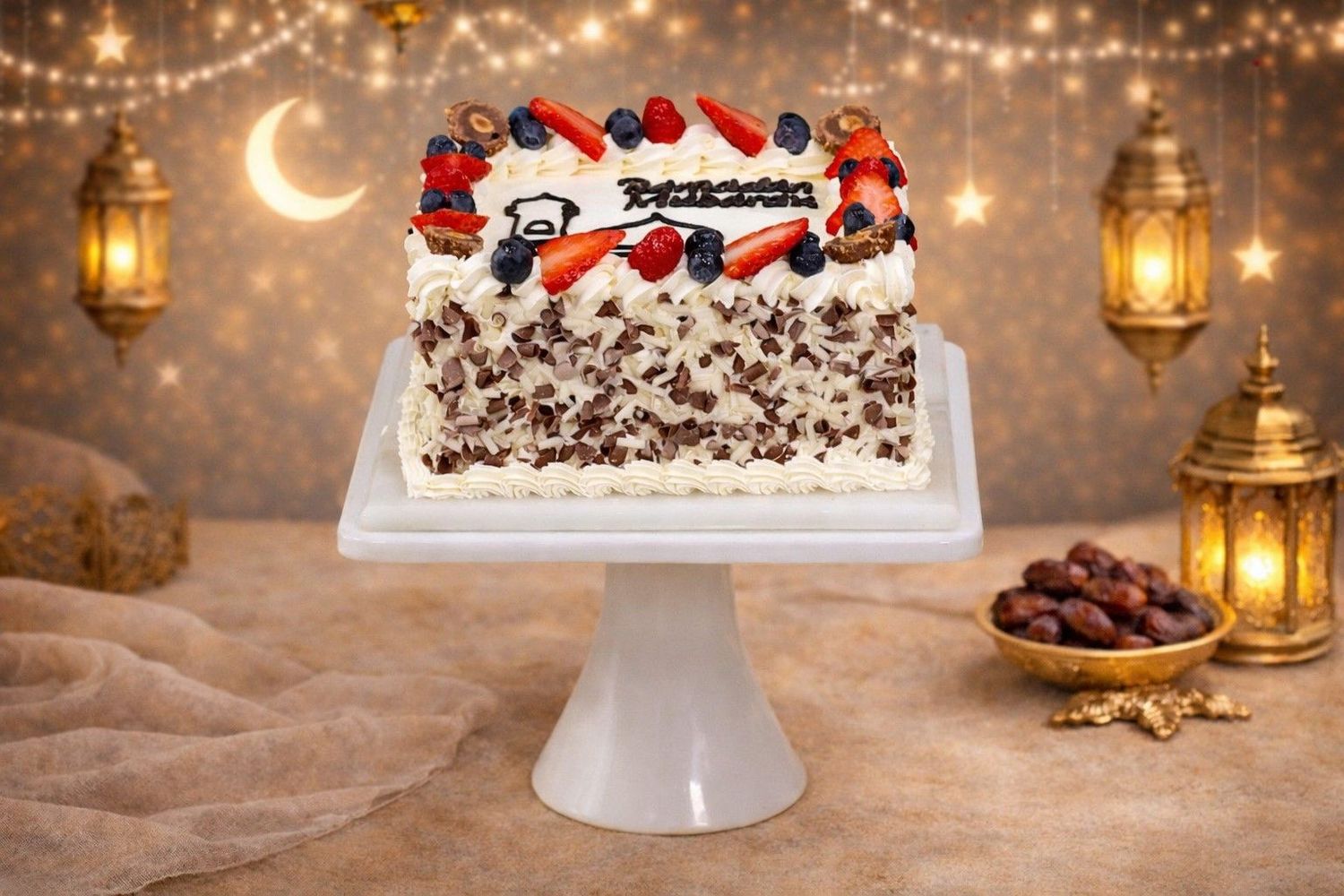 Full Fruit Eid Ramadan Mubarak Cake