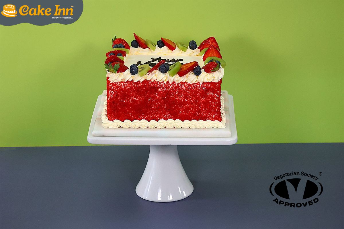 Fresh Berries With Crumbs On Side Red velvet Cake RV325 Fresh Berries With Crumbs On Side Red velvet Cake RV325