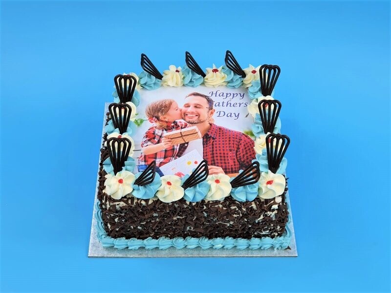 Fathers day Cake With Chocolate Curls On Side