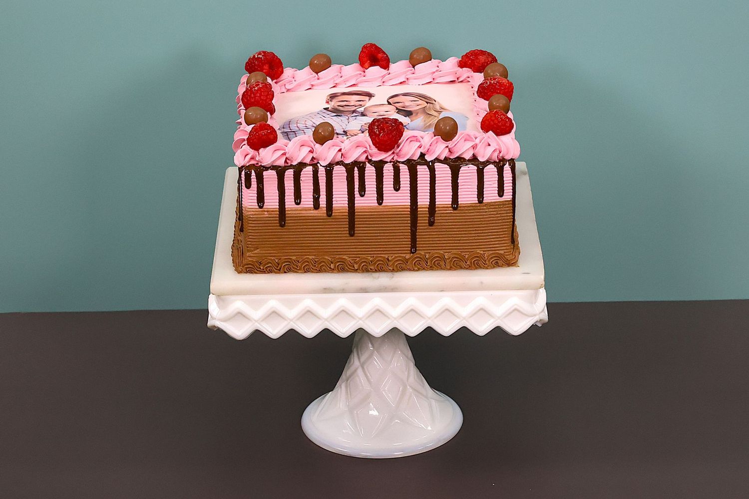 Raspberry & Chocolate Fusion Personalised Cake