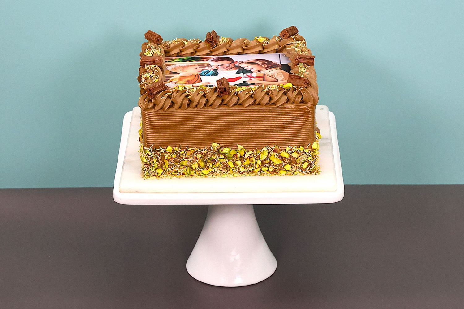 Dubai Chocolate Personalised Photo Cake