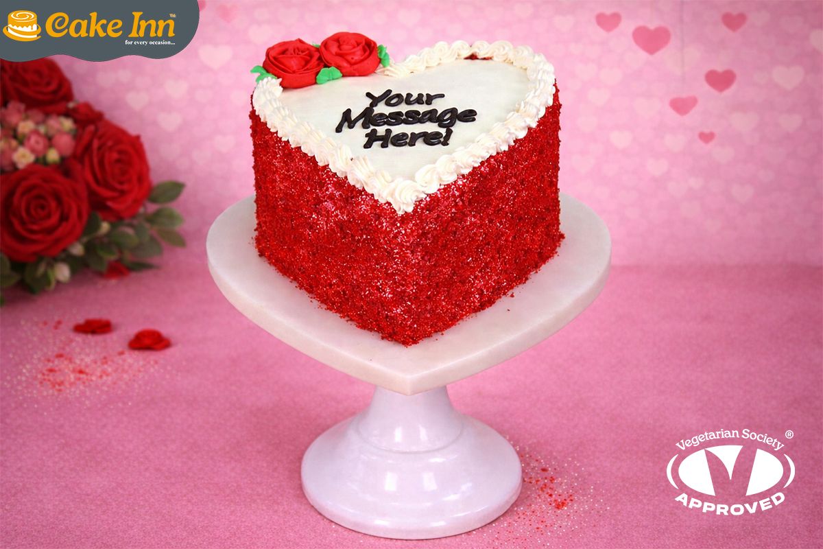 Red Flowers With Red Velvet Crumbs On Side Red Velvet Heart Cake Red Flowers With Red Velvet Crumbs On Side Red Velvet Heart Cake