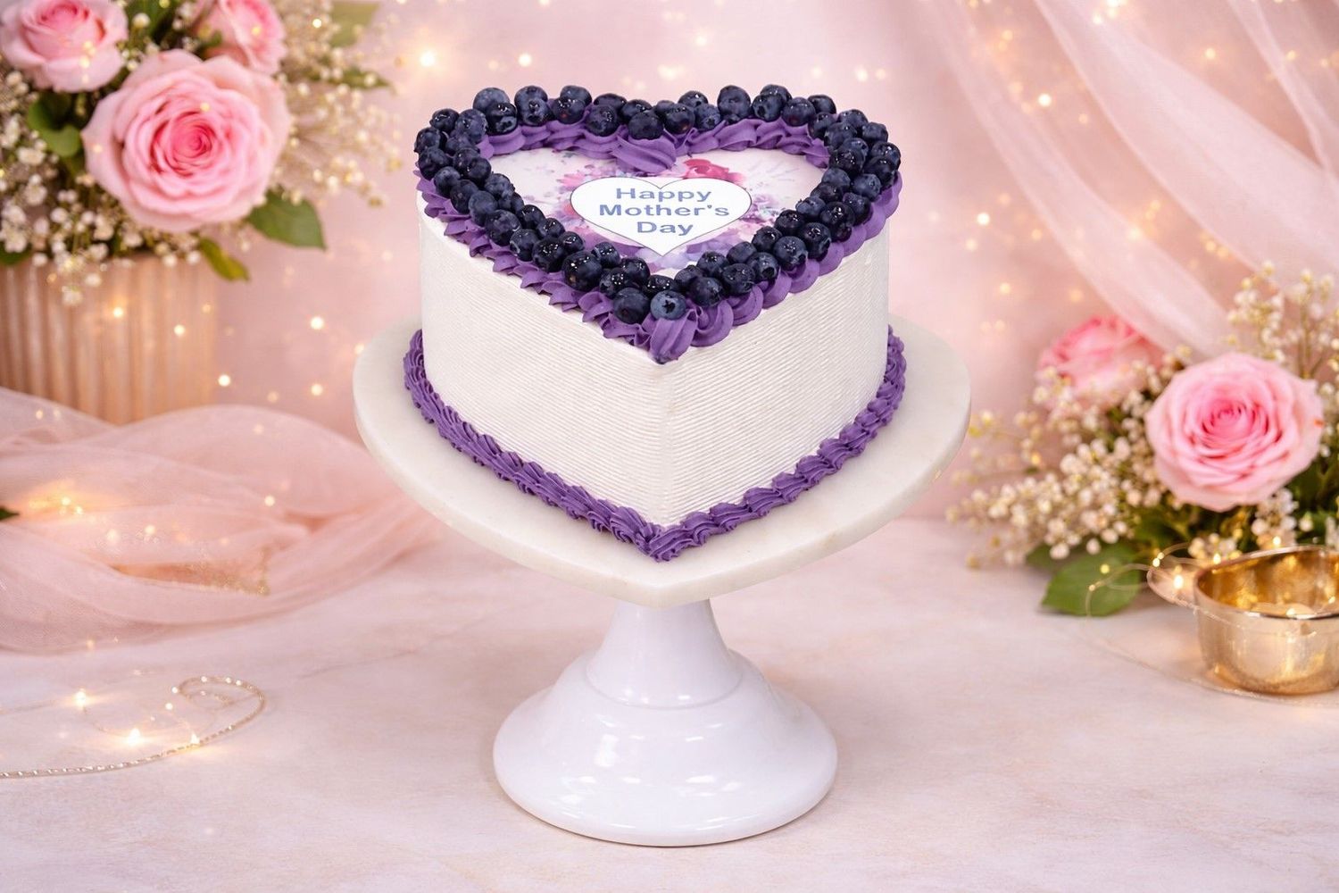 Full Berries Heart Shape Mother's Day Cake Full Berries Heart Shape Mother's Day Cake
