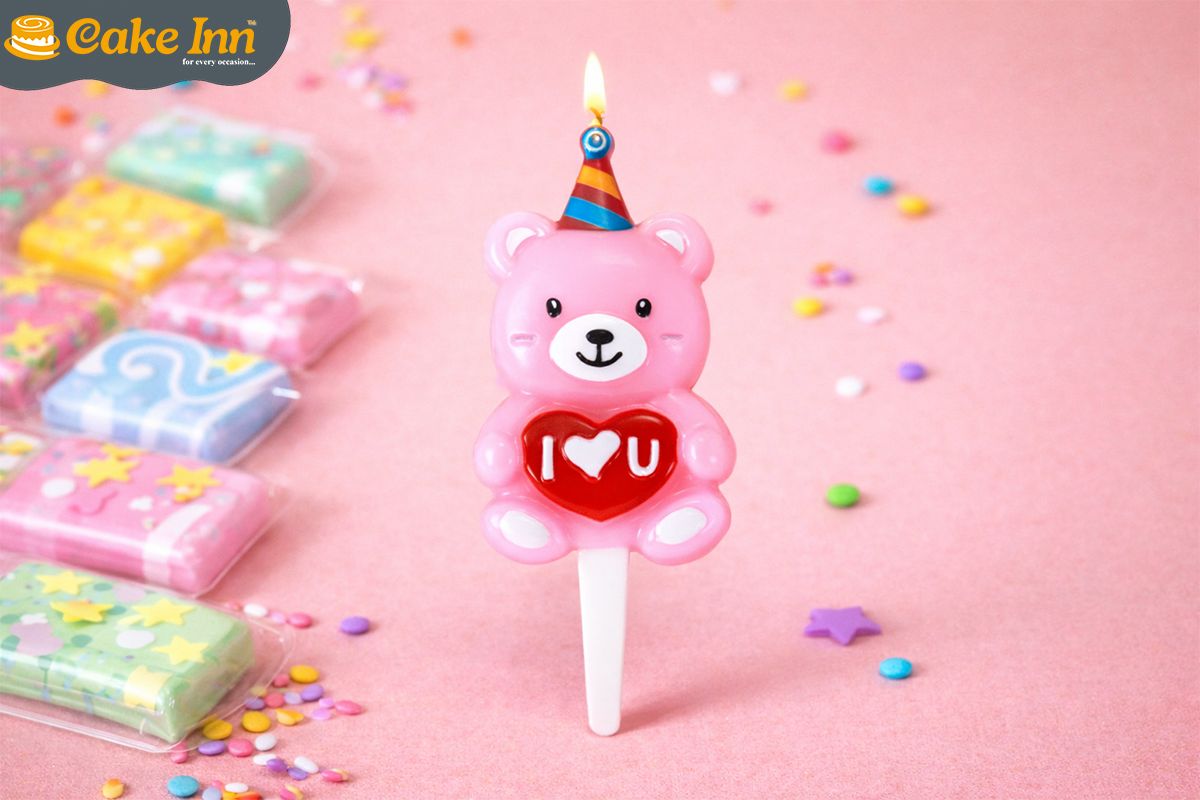 Pink Cute Little Teddy Bear Candle