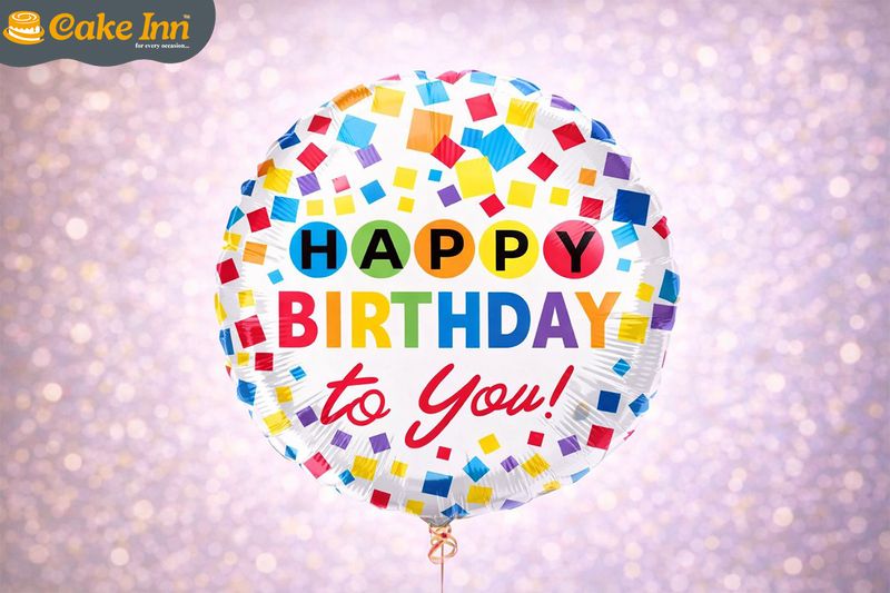 Confetti Happy Birthday 18″ Foil Balloon Including Helium & Weight