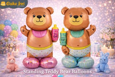 42 42" Customisable It's a Boy/Girl Teddy Bear With Base Balloon