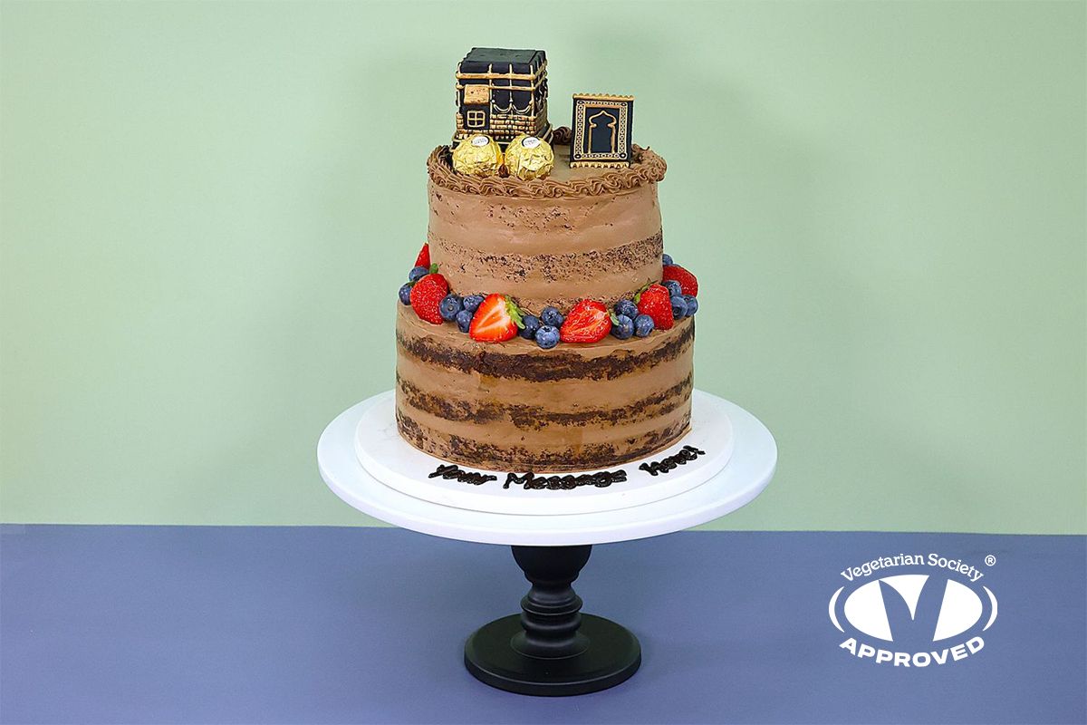 Umrah Hajj Eid Ramadan Mubarak Two Tier Chocolate Deluxe  Cake