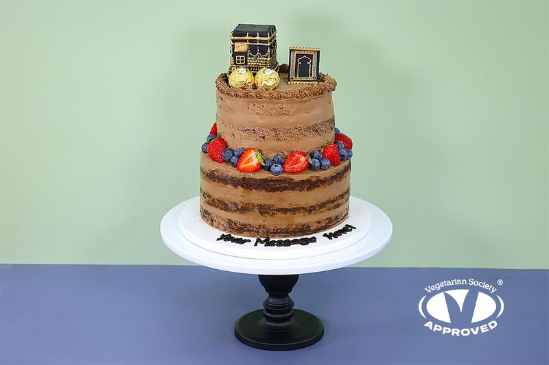 Umrah Hajj Eid Ramadan Mubarak Two Tier Chocolate Deluxe Cake Umrah Hajj Eid Ramadan Mubarak Two Tier Chocolate Deluxe Cake