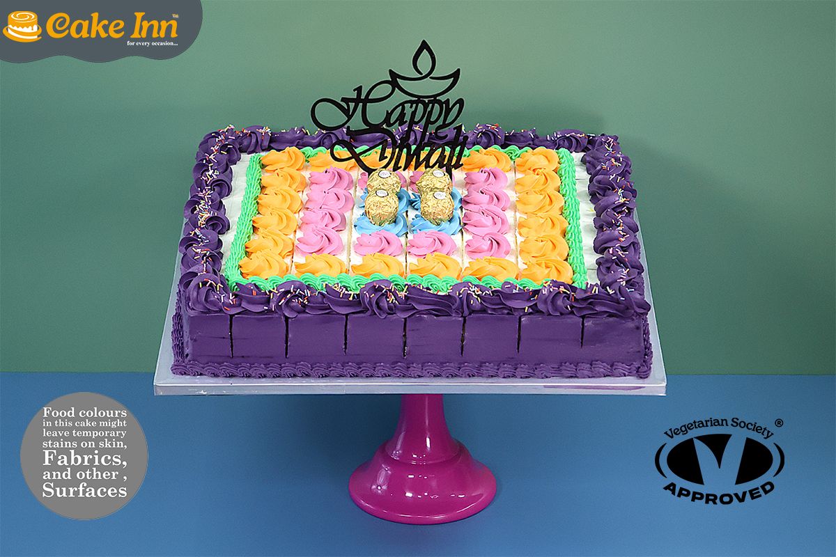 Happy Diwali  Pre Cut Party Platter Tray Cake