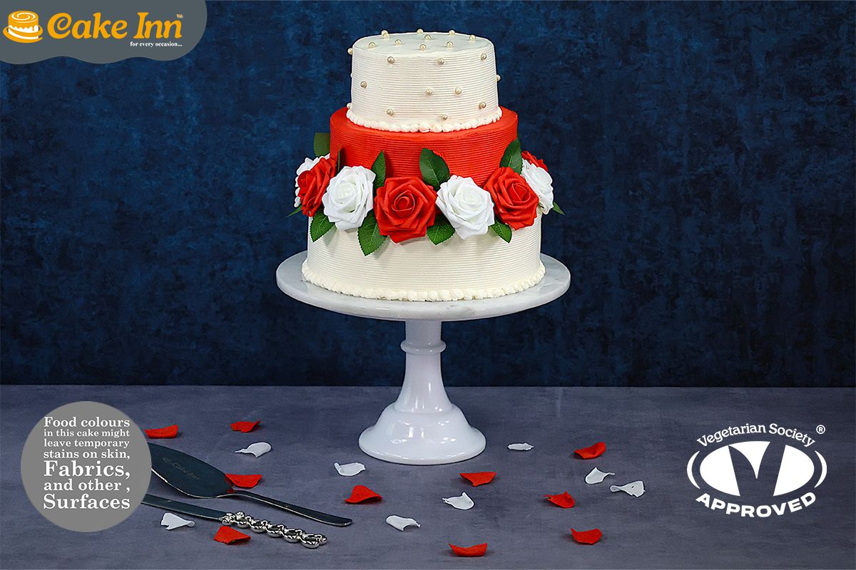 Customisable Flowers Colour Theme 3-Tier Wedding Cake