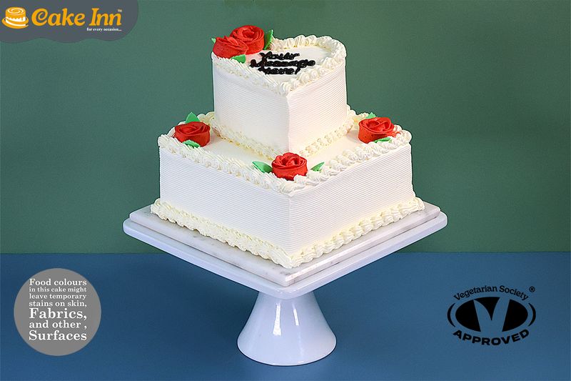Elegant Wedding  Heart On Top Tier Cake