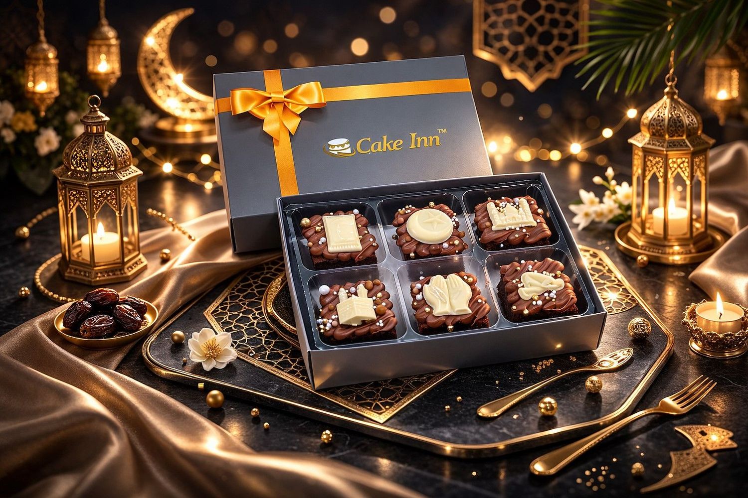 Eid Ramadan Haj Umrah brownies & Slab with toppers Eid Ramadan Haj Umrah brownies & Slab with toppers