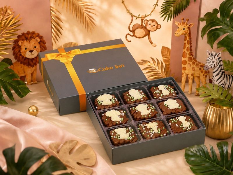 Safari animal theme Brownies & Personalised Slab