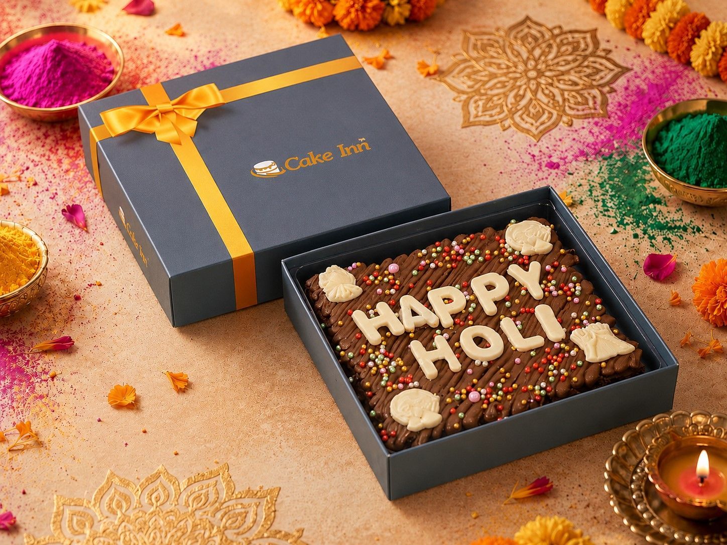 Holi festival Brownies & Personalised Slab