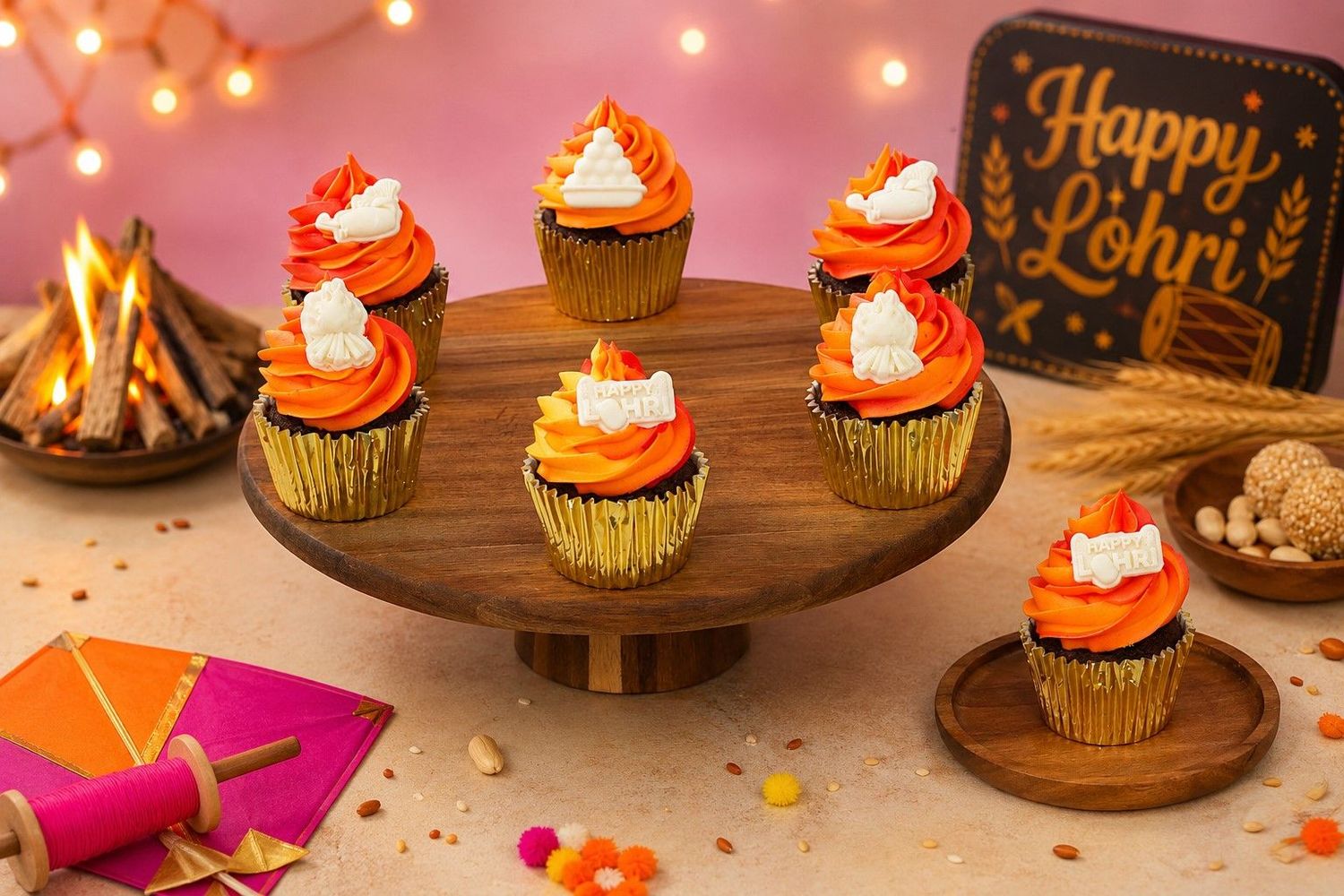 Butter Cream  Happy Lohri Toppers Cupcakes