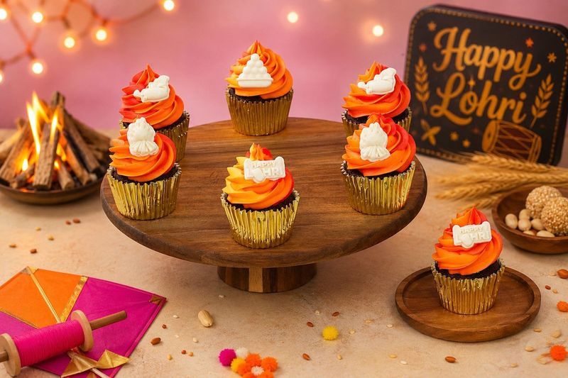 Butter Cream Happy Lohri Toppers Cupcakes Butter Cream Happy Lohri Toppers Cupcakes