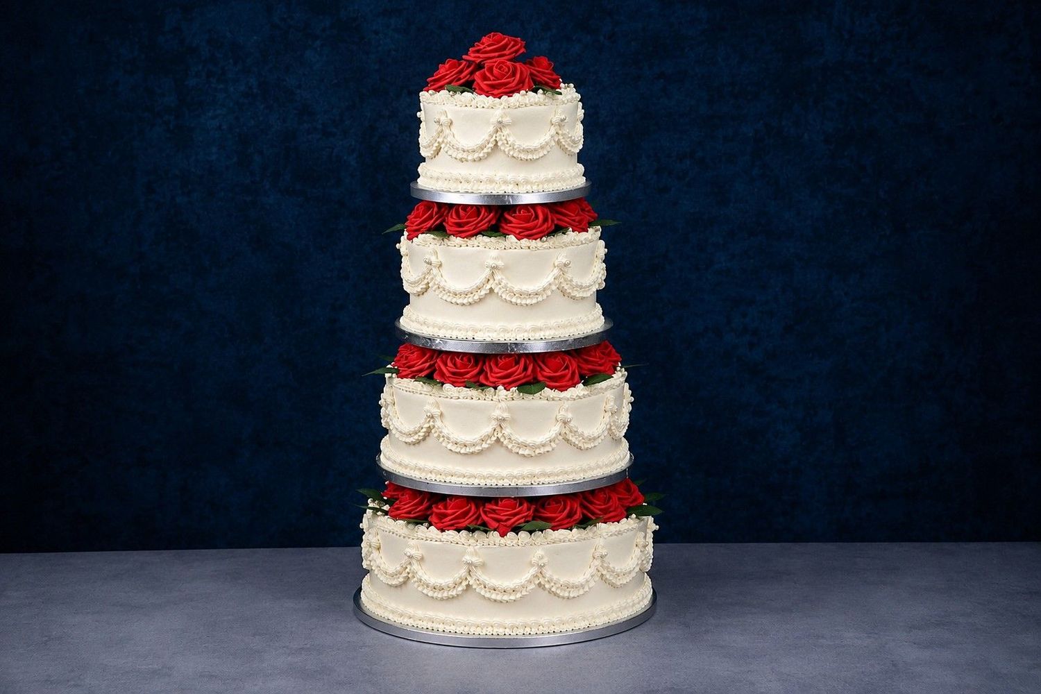 Vintage Custom Flower Theme Wedding Cake