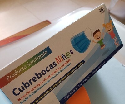 Cubrebocas para niño en caja de 40 Pzas.