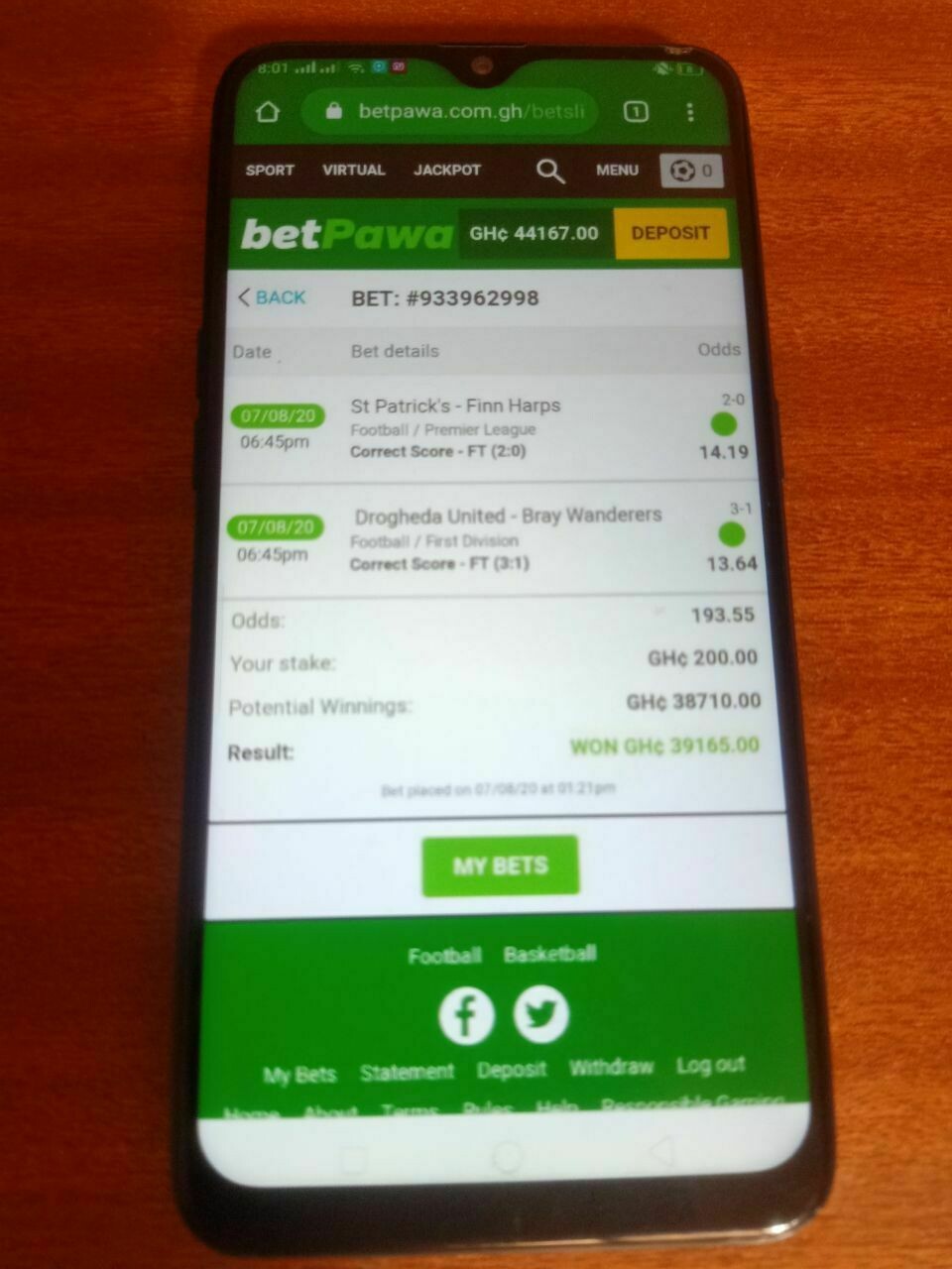 193.55 ODDS | CORRECT SCORE | MULTIBET | WON