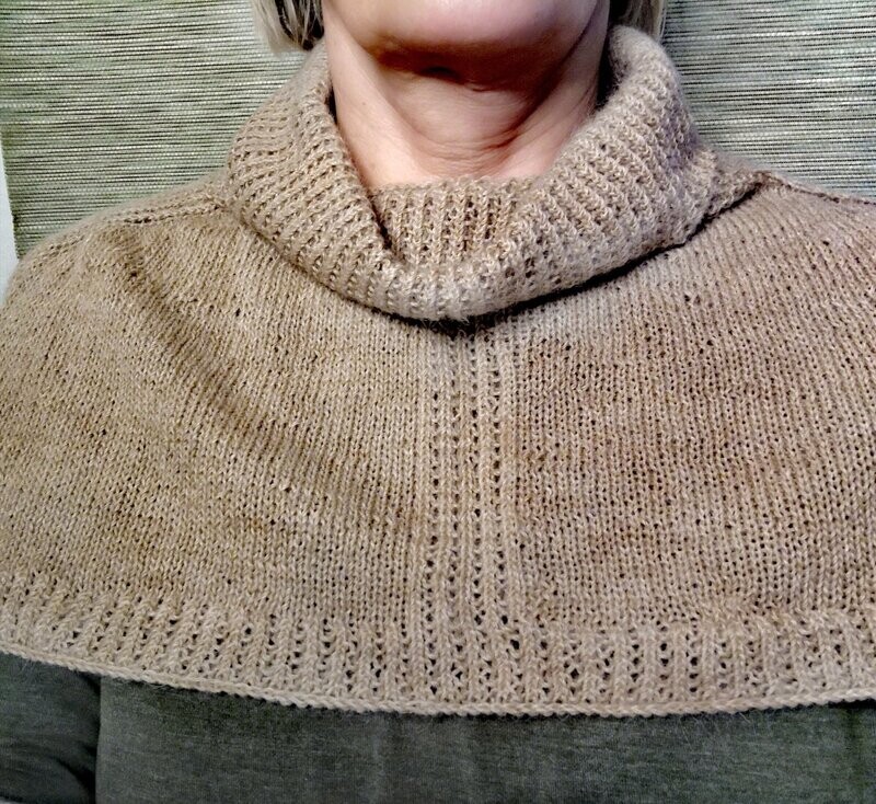 PDF pattern download of knitting instructions for turtle neck shawlette HYGGE