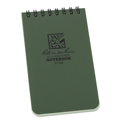 Notebook 935 Top Coil Universal Green, 3" x 5" - Rite In The Rain