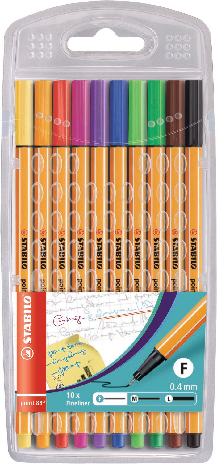 Pen, Fineliner, Point 88  Assorted 10 Pack, 0.4 Mm