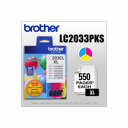 Brother Ink Lc203 3Pks Xl Colour 3 Pack