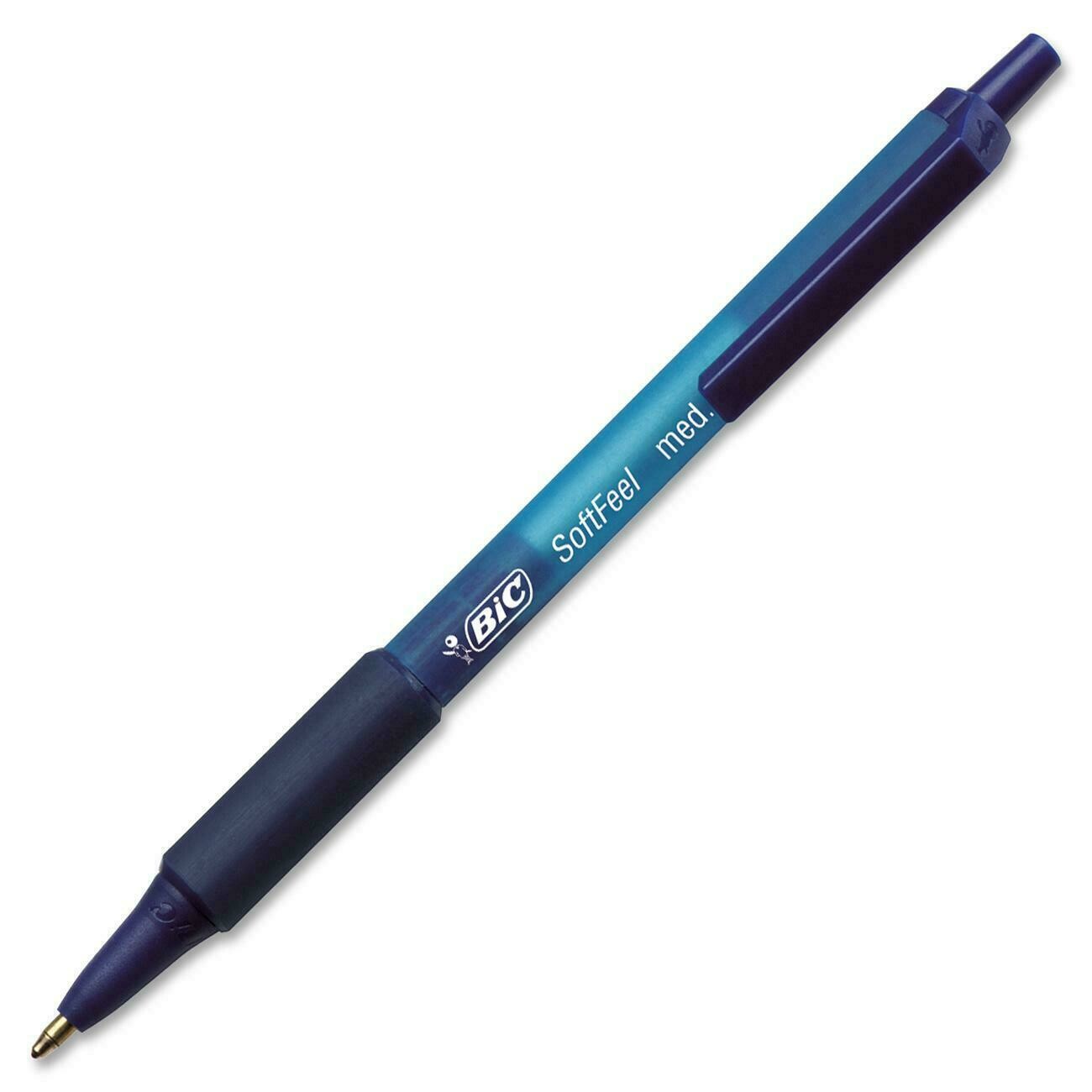 Pen, Ballpoint, Retractable, Softfeel Blue, Single, Medium Point