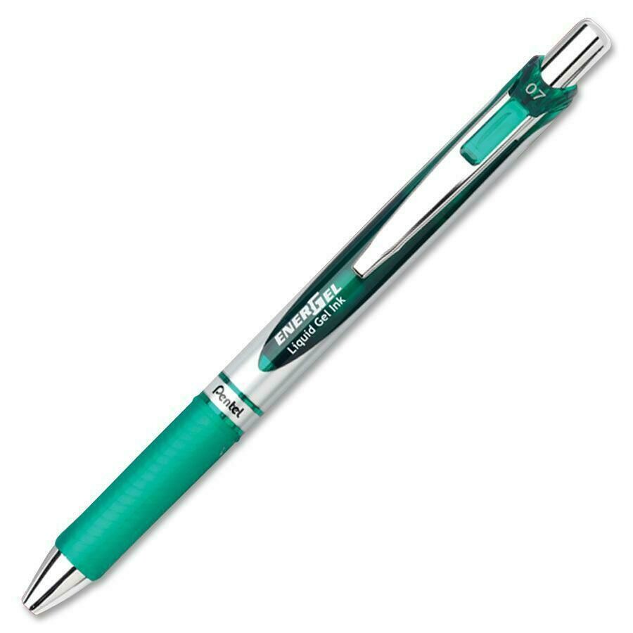 Pen, Rollerball, EnerGel, Retractable Green, Single, 0.7 Mm, Refillable