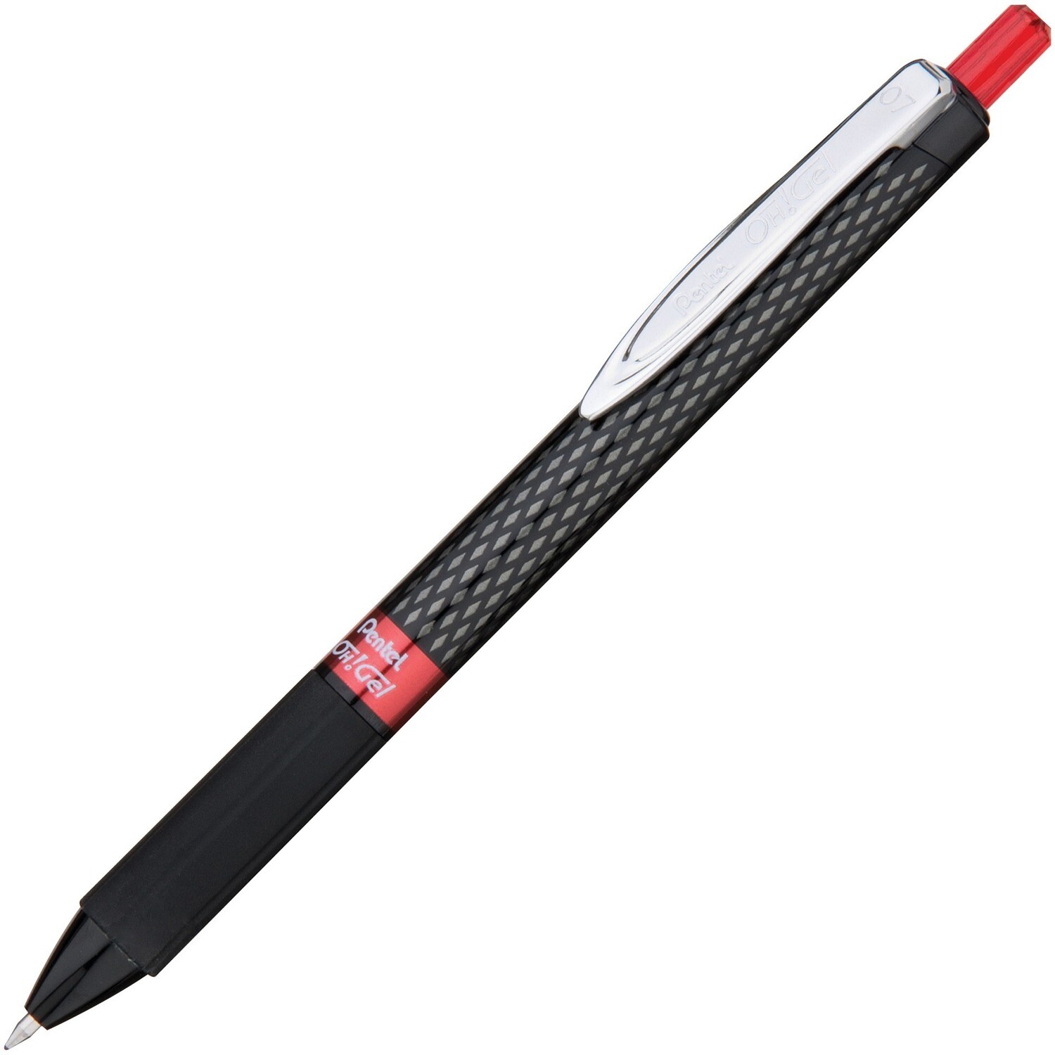 Pen, Retractable, "Oh! Gel", Carbon Fiber Barrel Red, Single, 0.7 Mm
